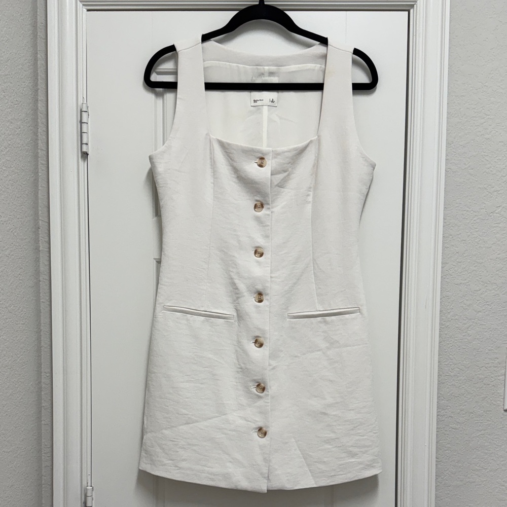 Abercrombie & Fitch Ivory Button-Front Sleeveless Dress